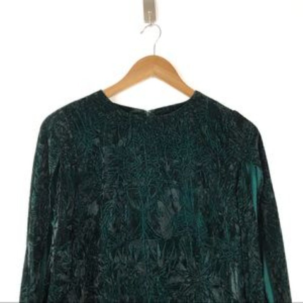 Sam Edelman Slit Sleeve Crushed Velvet Dress size 2 green prom formal - Picture 7 of 8